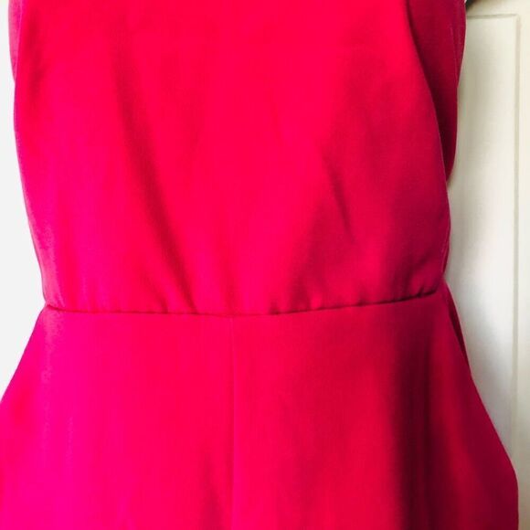 Bebe Hot Pink Spaghetti Strap Halter Cross Back Romper - Picture 3 of 16